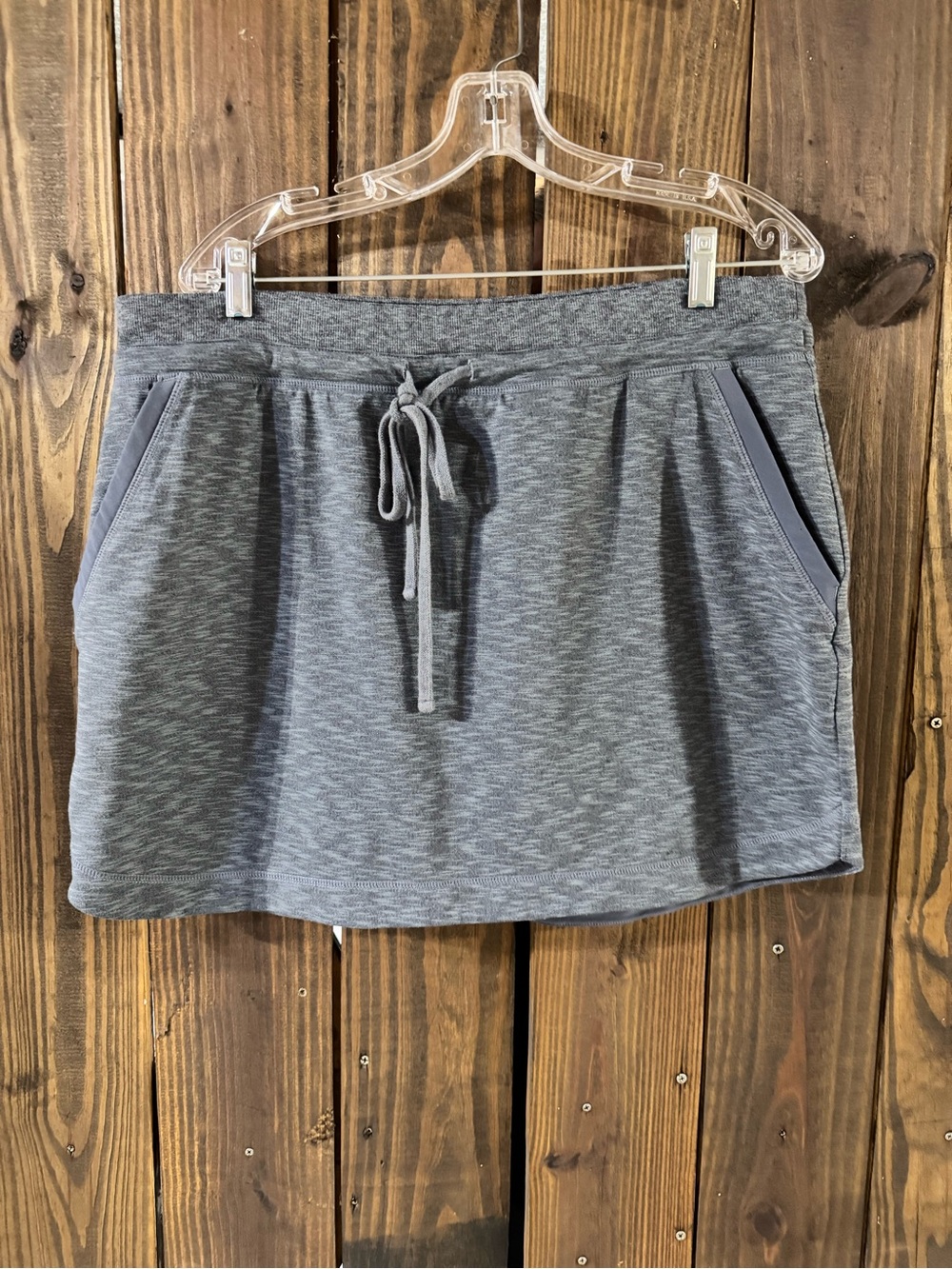 Athleta Heather Gray Drawstring Active Skort with Pockets